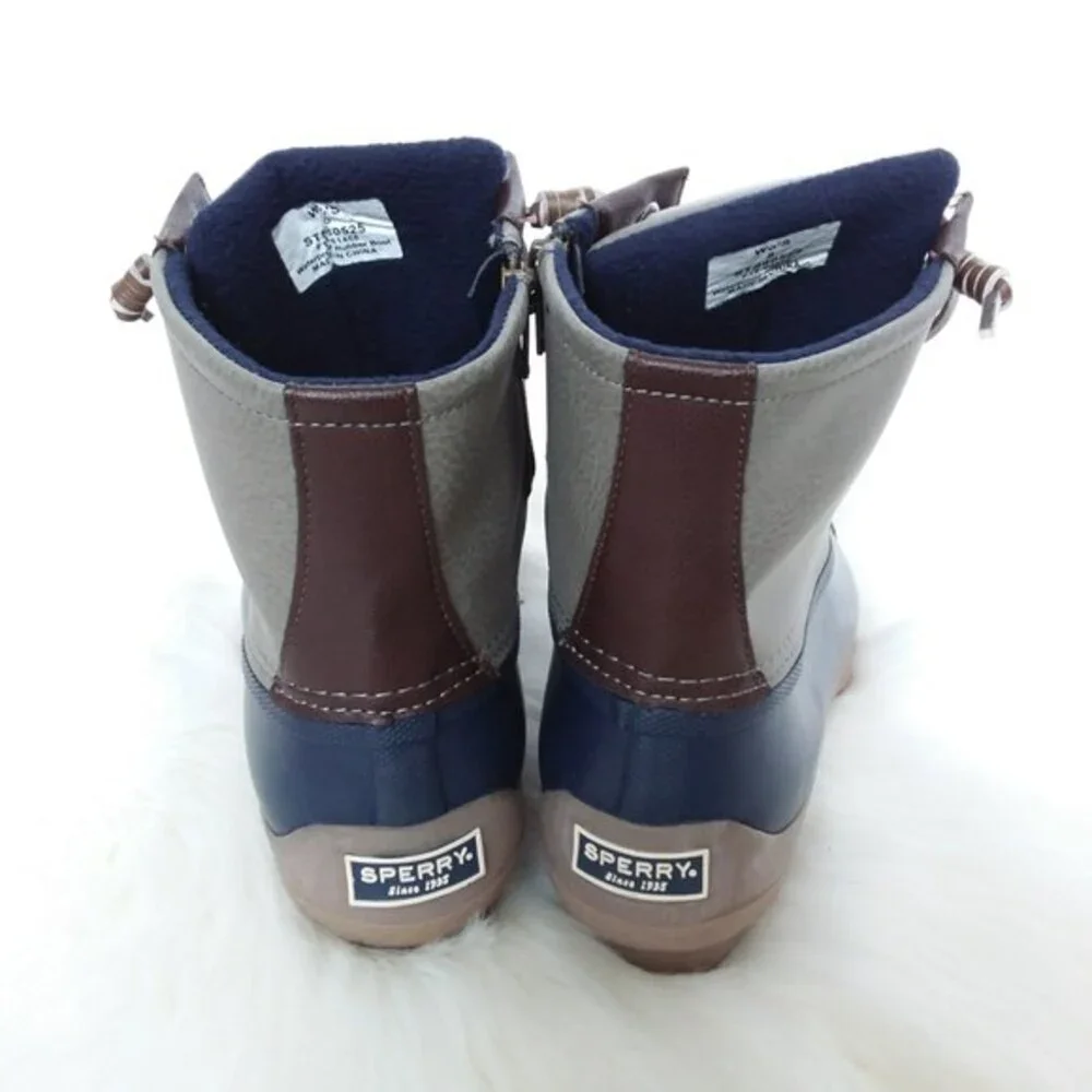 Sperry Waterproof Rubber Outdoor Rain Duck Boots Blue Gray 8